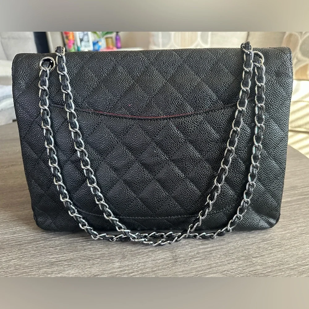 CHANEL Caviar Black Maxi Double Flap Classic Bag ( interior damage) - Picture 3 of 17